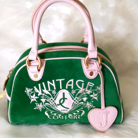 Juicy Couture Handbags - RARE💕VINTAGE Juicy Couture Green and Pink Bowler💚🎀